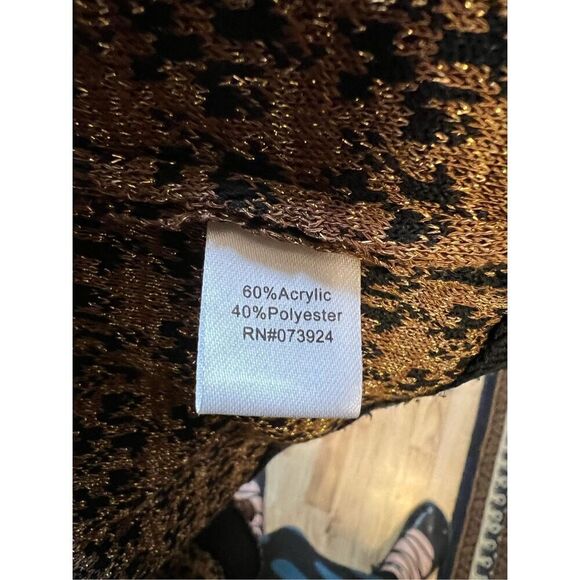 Ming Wang Black & Gold Herringbone Cropped Knit Jacket with Gold Chin Trim Sophi - Picture 11 of 11